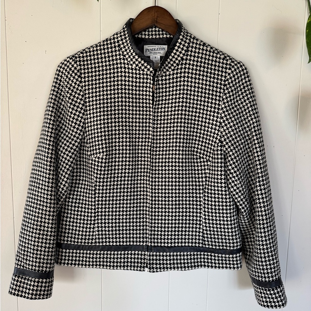 Pendleton Black and White Blazer Timeless Houndstooth